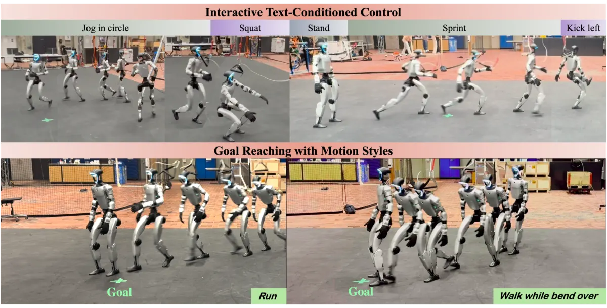 ADAPT demonstrations of interactive text-conditioned humanoid control and style-aware goal reaching